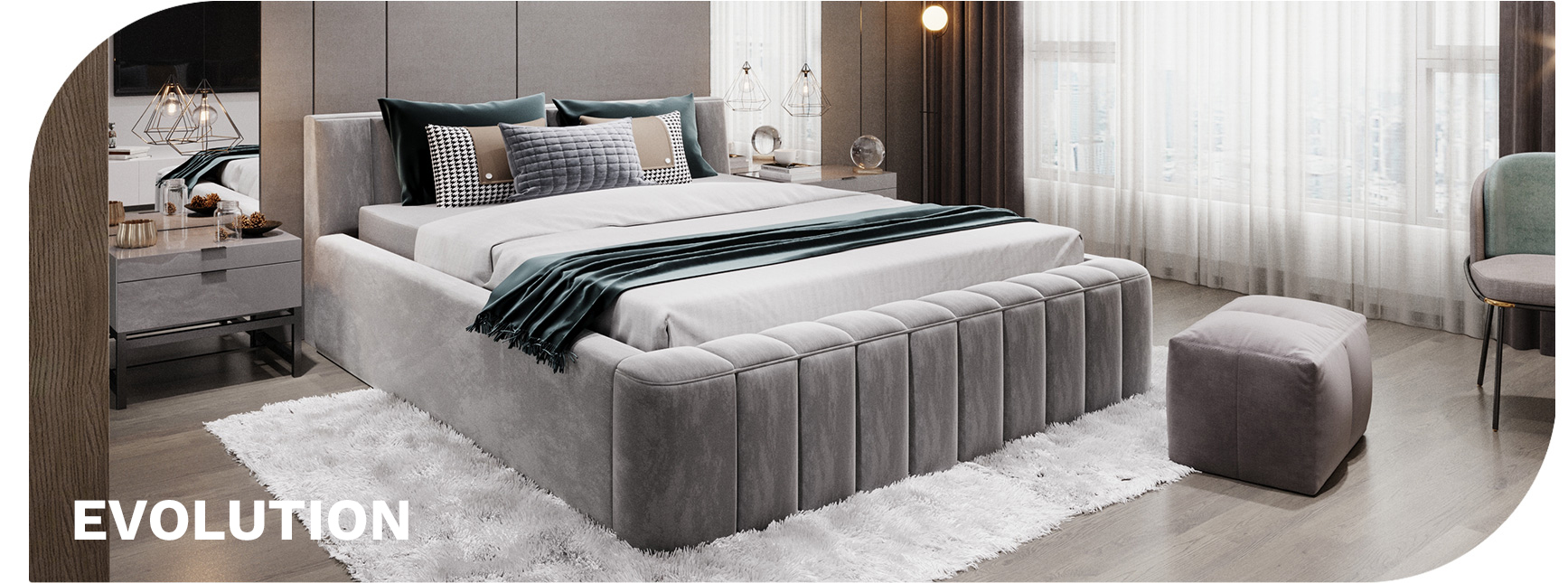 łóżko tapicerowane z zagłówkiem